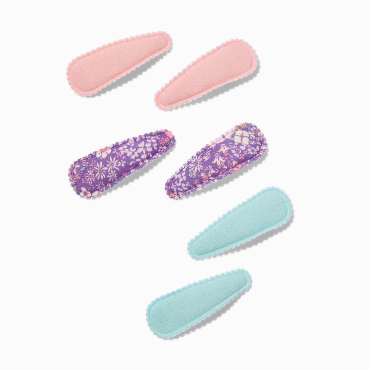 Claire&#39;s Club Pastel Floral Fabric Snap Hair Clips - 6 Pack,