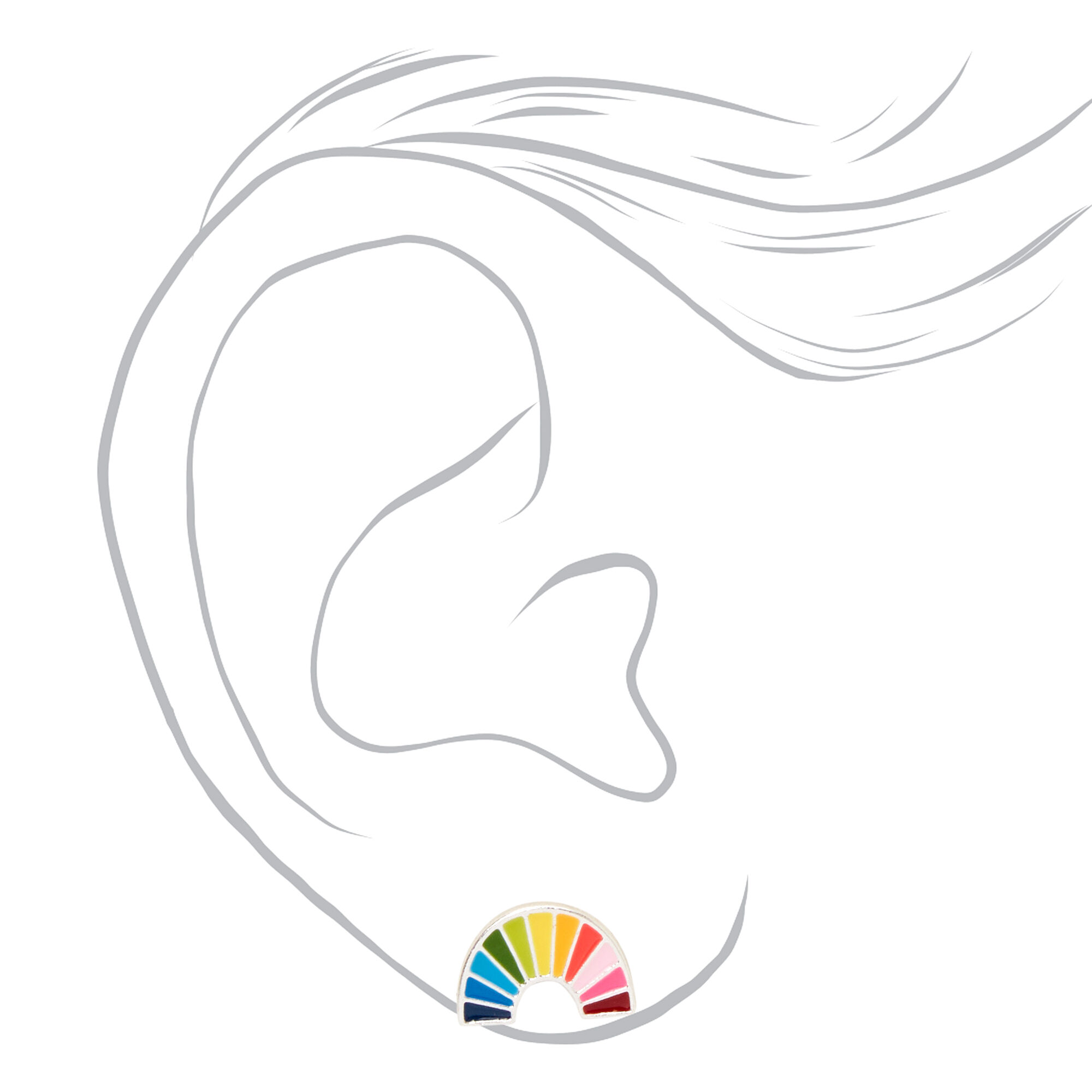 Yin Yang, Daisy, Rainbow Stud Earrings - 3 Pack,
