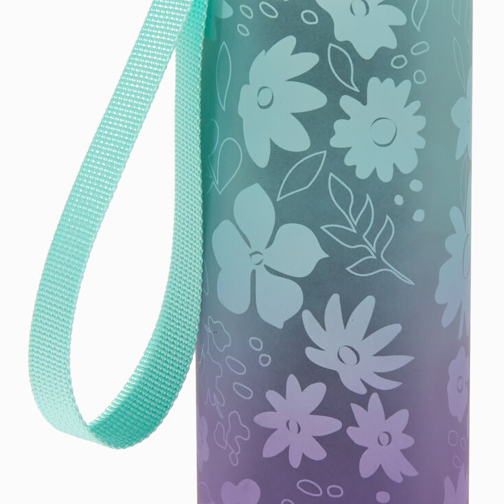 Green &amp; Purple Ombr&eacute; Floral Water Bottle,