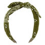 Bandana Knotted Bow Headband - Olive Green,