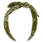 Bandana Knotted Bow Headband - Olive Green,