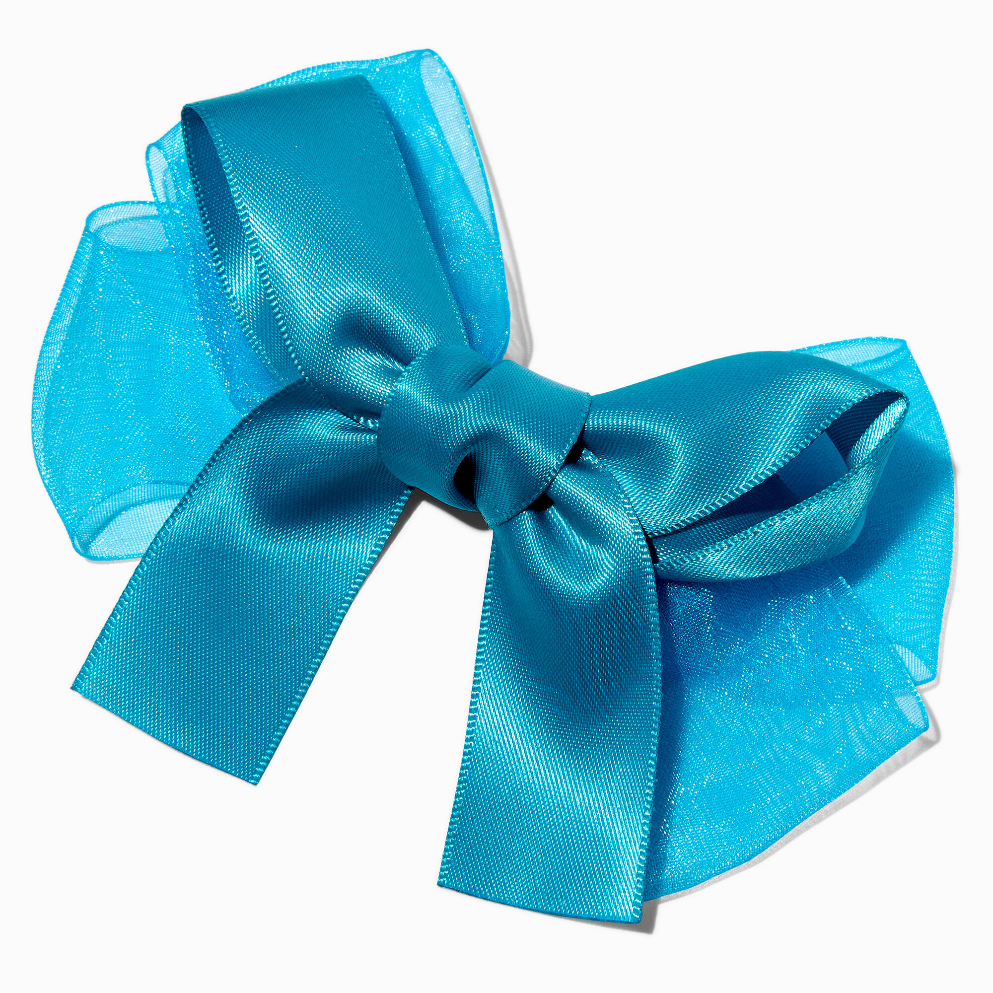 View Claires Club Satin Chiffon Bow Hair Clip Teal information