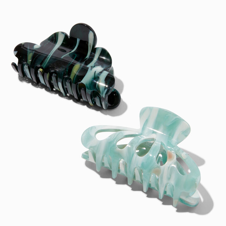 Green Marbled Hair Claws - 2 Pack,