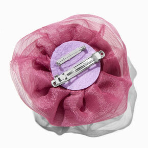 Large Purple Organza Rosette Flower Hair Clip,