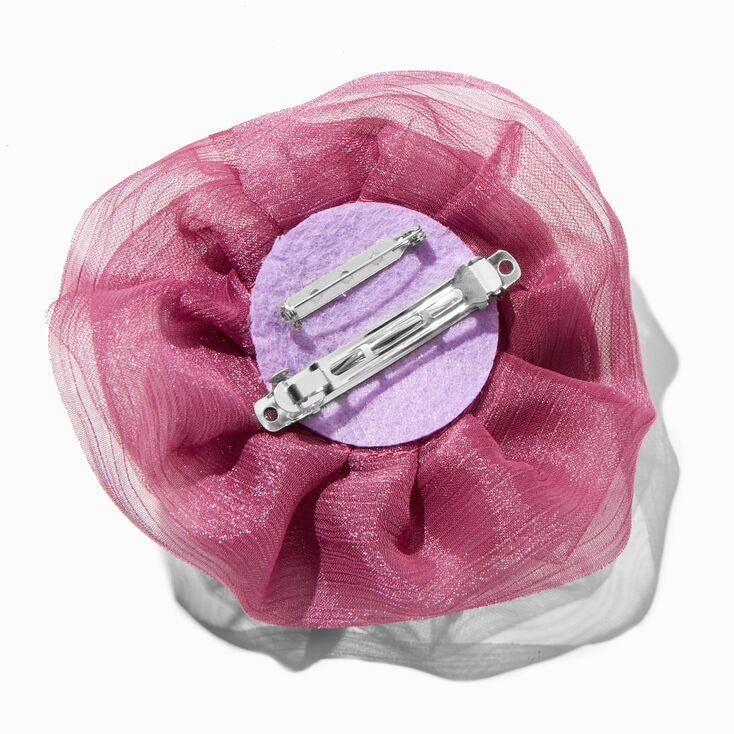 Large Purple Organza Rosette Flower Hair Clip,