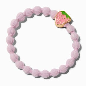 Gold-tone Strawberry Light Pink Woven Beaded Stretch Bracelet,