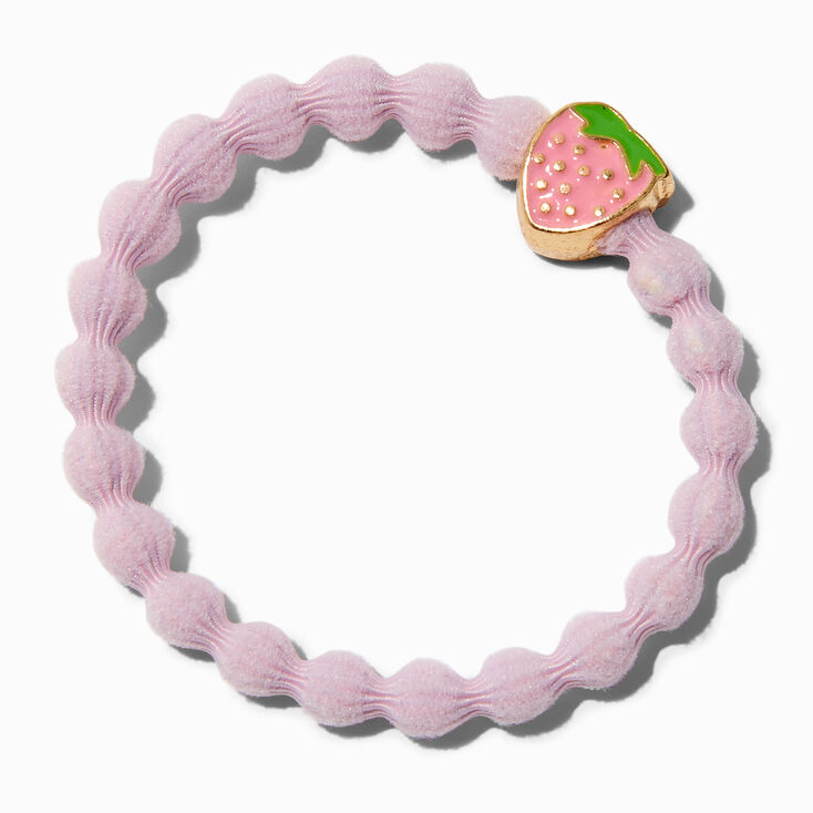 Bracelet &eacute;lastique perl&eacute; tress&eacute; rose clair fraise couleur dor&eacute;e,