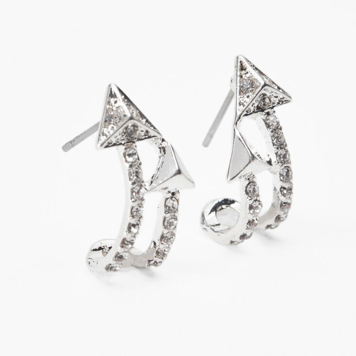 Silver Double Arrow Stud Earrings,