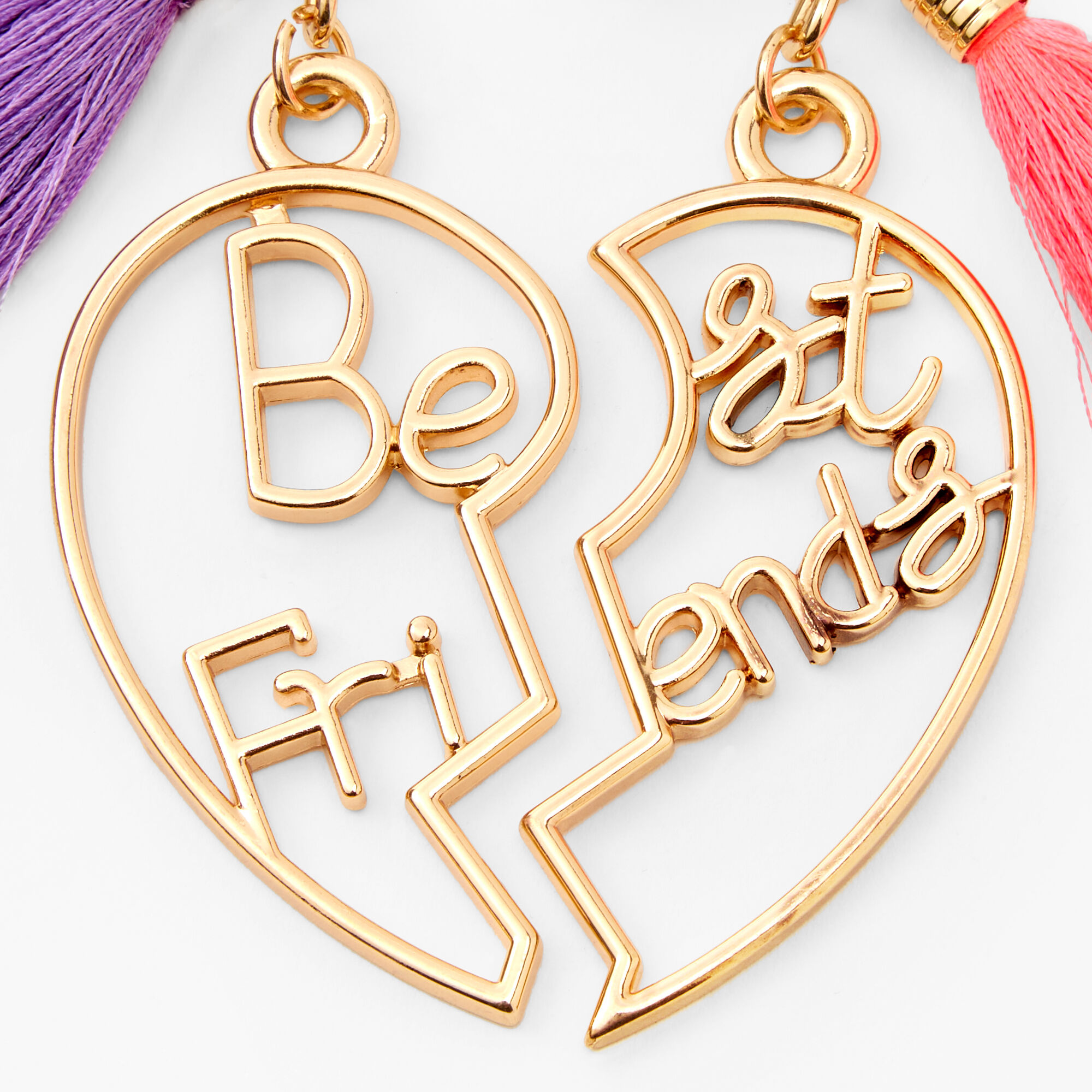 Gold Heart Tassel Best Friends Keyrings - 2 Pack,