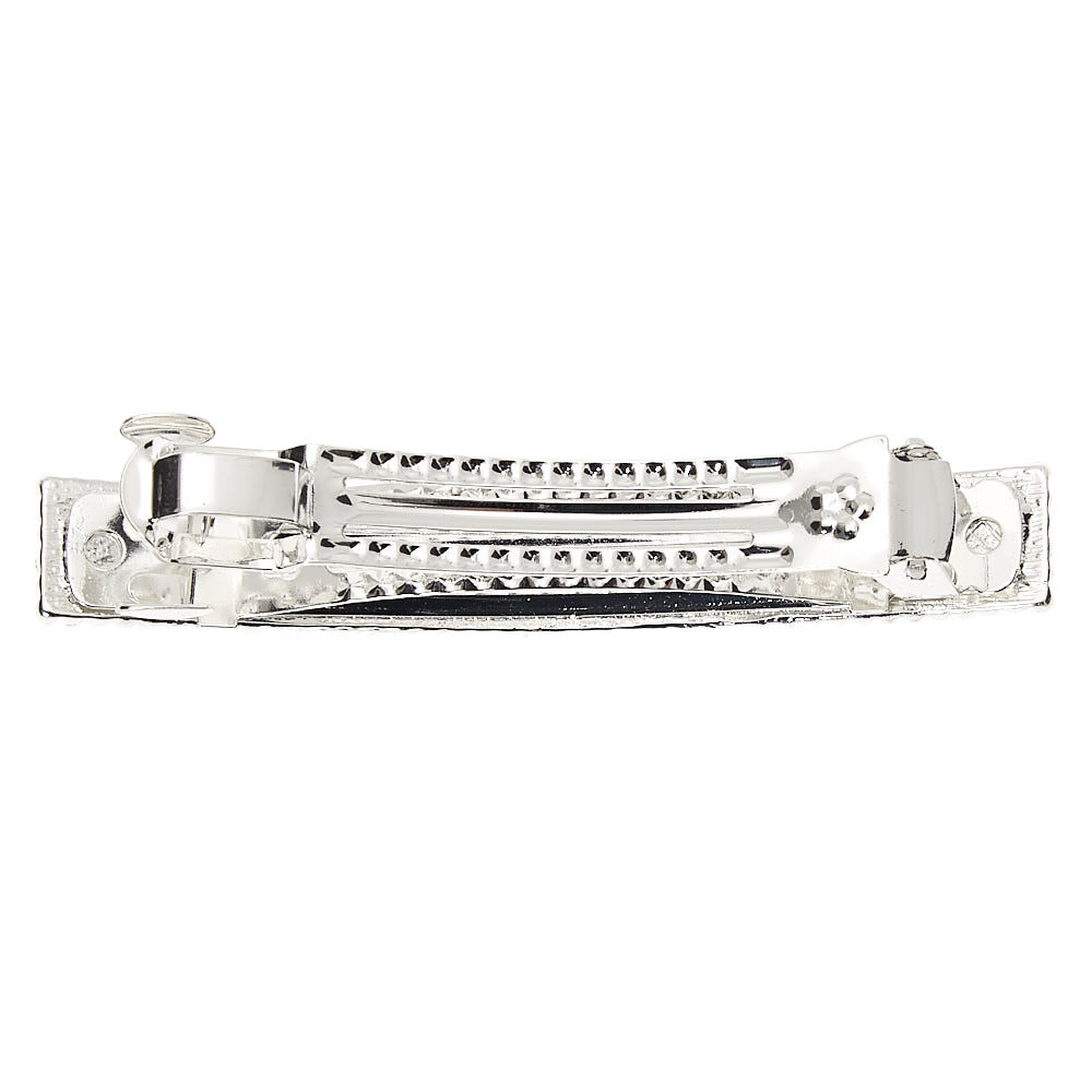 Silver Rhinestone Rectangle Hair Barrette