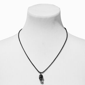 Hematite Skull Pendant Necklace,