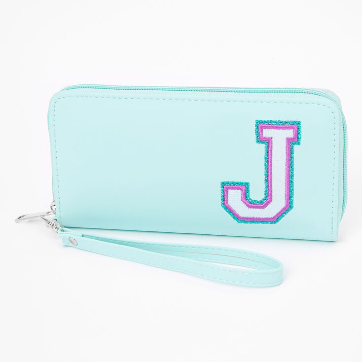 Mint Varsity Initial Wristlet - J,