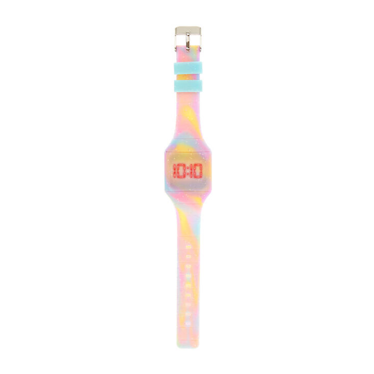Montre digitale pastel effet tie-dye &agrave; paillettes,
