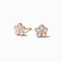 White Daisy Gold-tone Stud Earrings,