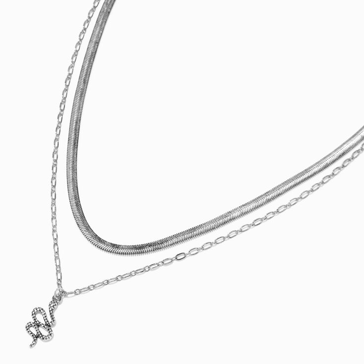 Burnished Silver Snake Multi-Strand Pendant Necklace,