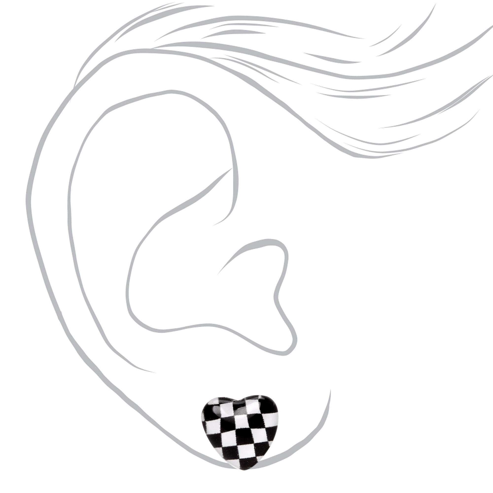 Checkered Heart Stud Earrings,