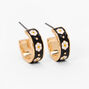 Gold &amp; Black 15MM Thick Daisy Hoop Earrings,