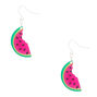 Silver 1.5&quot; Watermelon Drop Earrings - Pink,