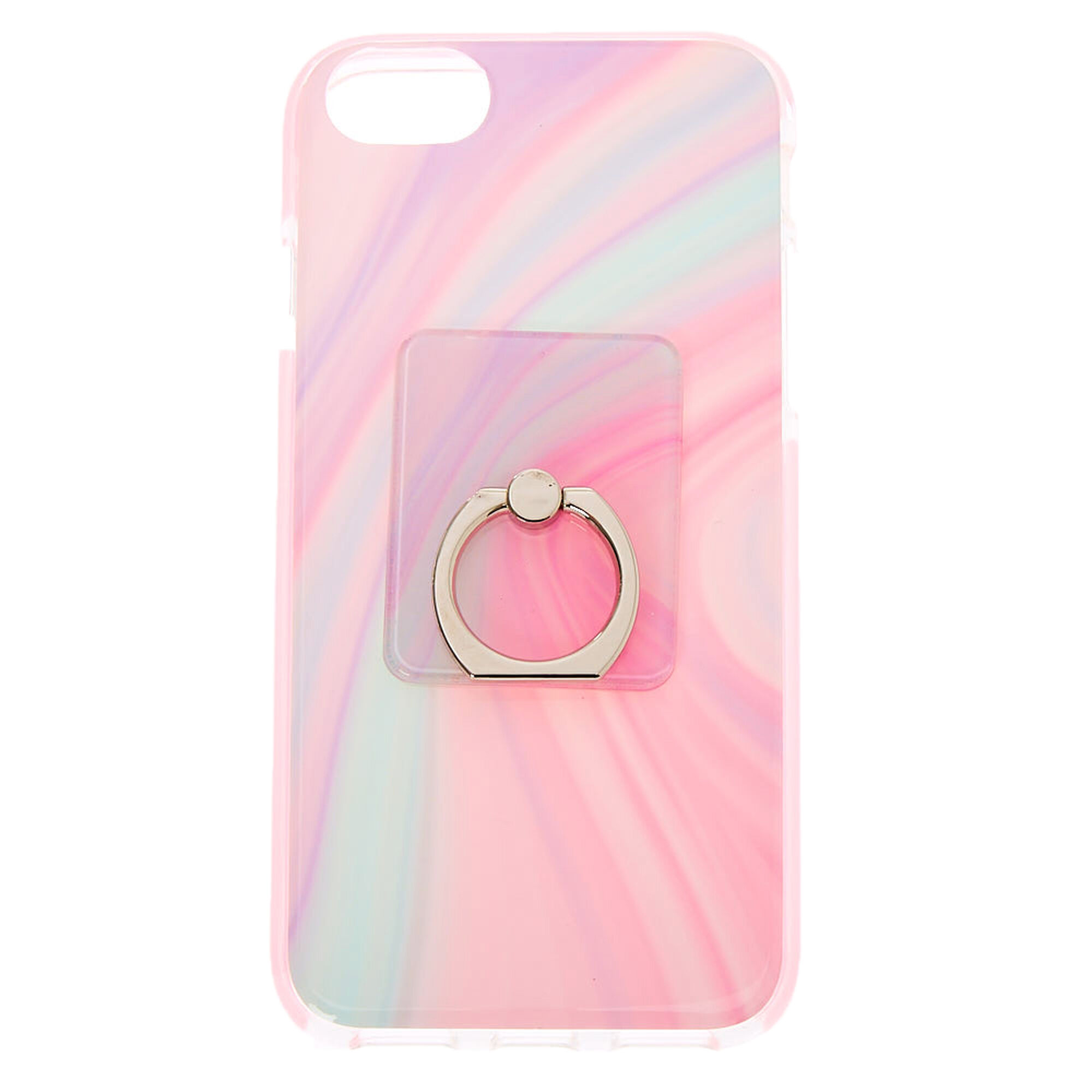 Claire's Coque de protection pour portable avec support anneau motif tourbillon pastel - Compatible avec iPhone® 6/7/8/SE