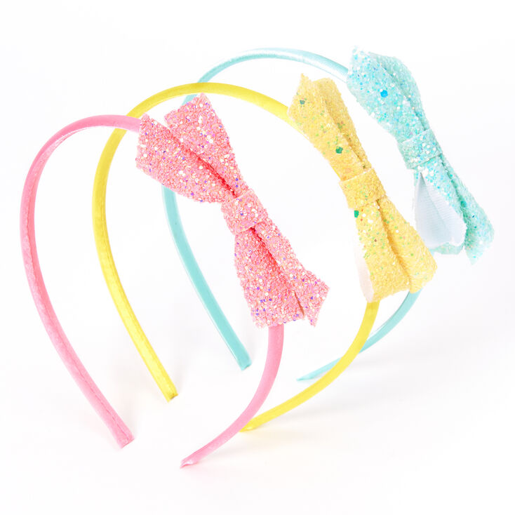 Claire&#39;s Club Pastel Glitter Bow Headbands - 3 Pack,