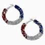 Red, White, &amp; Blue Crystal Hoop Earrings,
