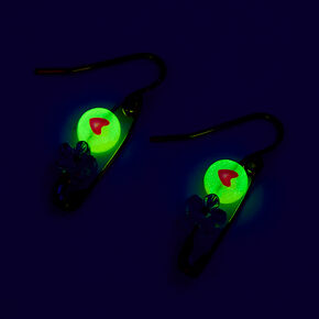 Glow in the Dark Safety Pink Drop Earrings ,