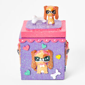 Glitter Puppy Trinket Keepsake Box - Purple,