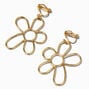 Gold-tone Daisy Outline 1&quot; Clip-On Drop Earrings,
