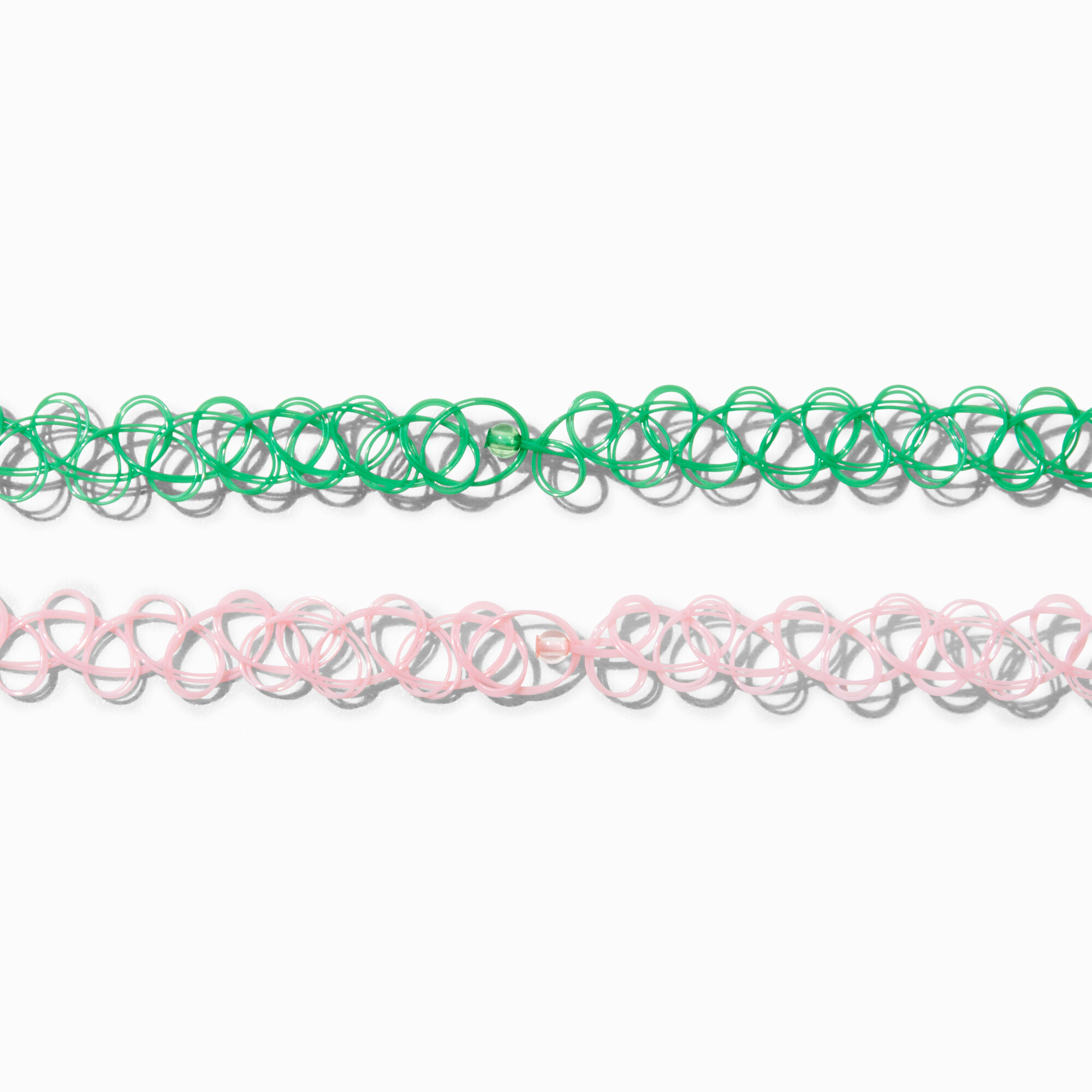 Best Friends Pink & Green Flocked Frog Tattoo Choker Necklaces - 2 Pack,