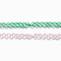 Best Friends Pink &amp; Green Flocked Frog Tattoo Choker Necklaces - 2 Pack,