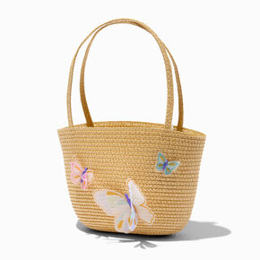Claire&#39;s Club Butterfly Straw Tote Bag,