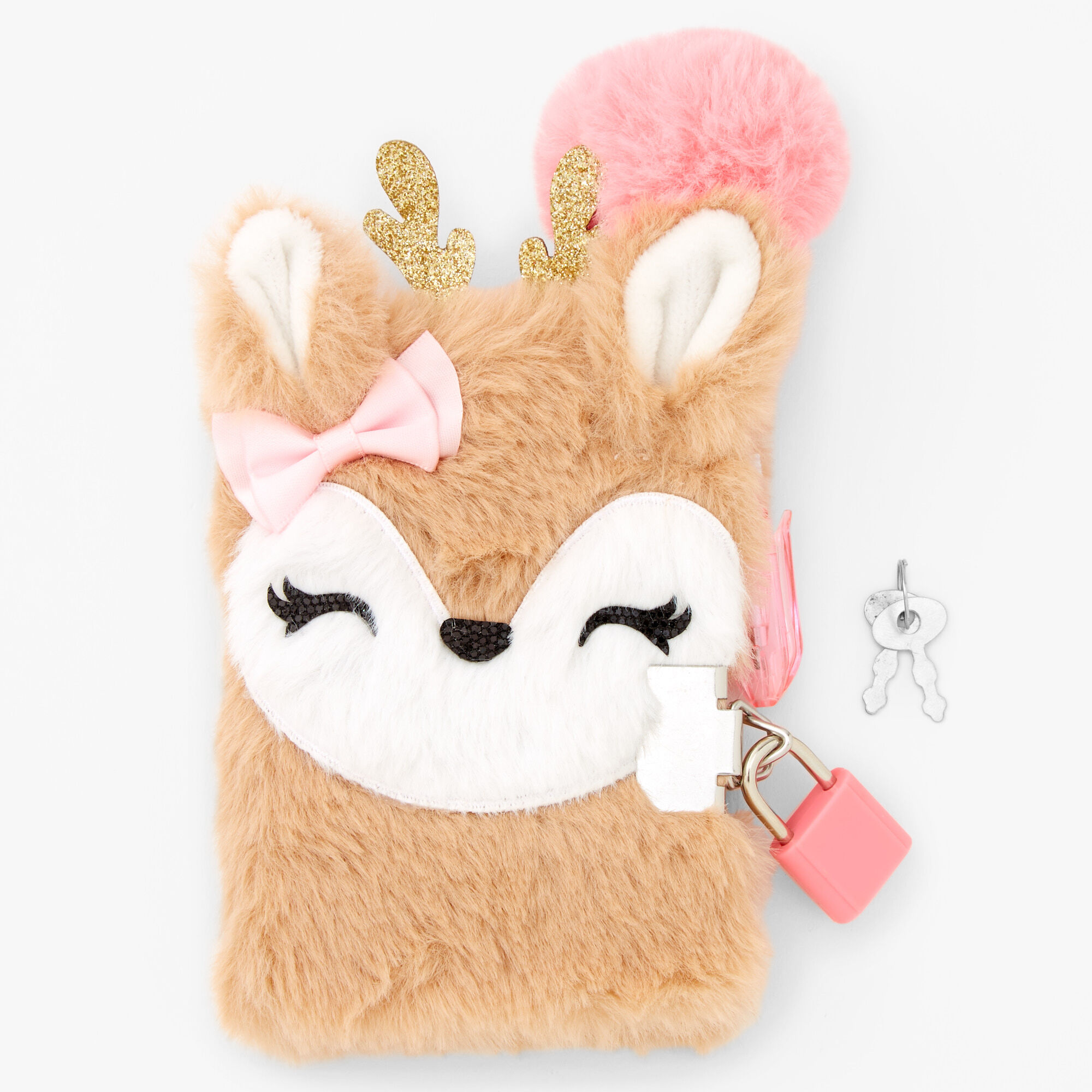 View Claires Club Ginger The Deer Furry Lock Diary Pink information