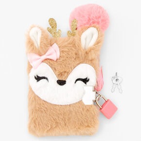 Claire&#39;s Club Ginger the Deer Furry Lock Diary,