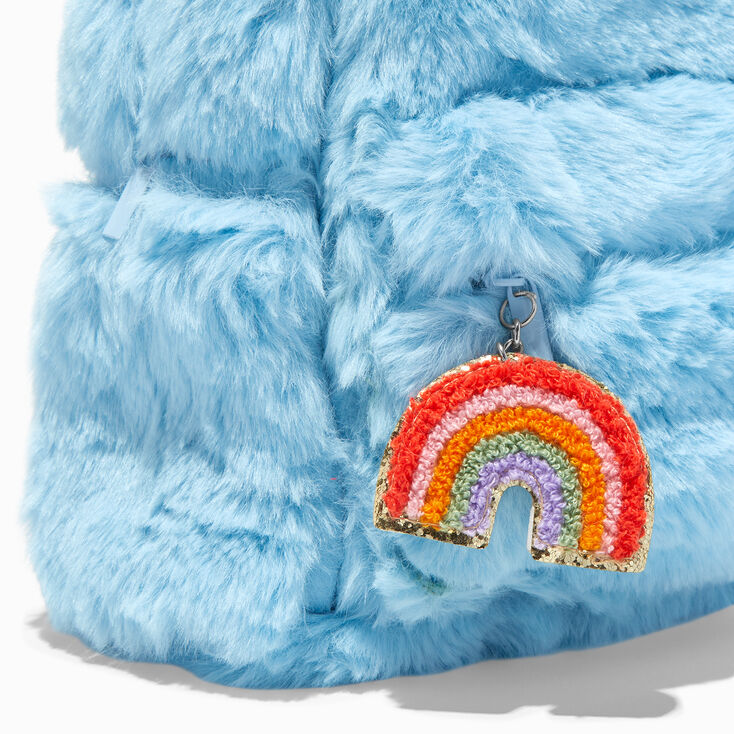 Blue Furry Mini Backpack,