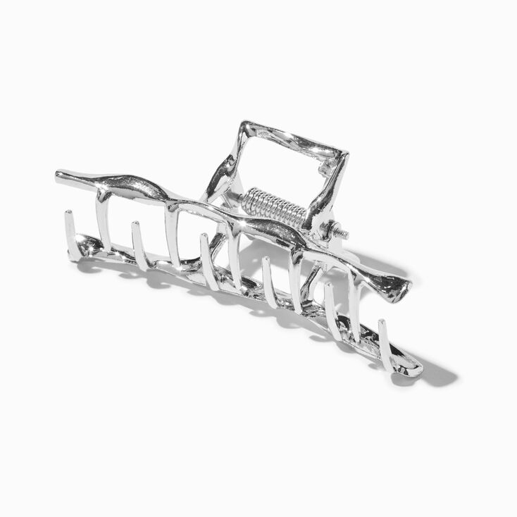 Wavy Silver Medium Hair Claw,