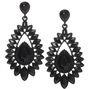 2.5&quot; Crystal Teardrop Drop Earrings - Black,