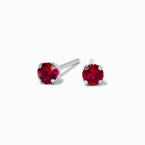 14kt White Gold 3mm January Crystal Garnet Studs Ear Piercing Kit with Ear Care Solution,