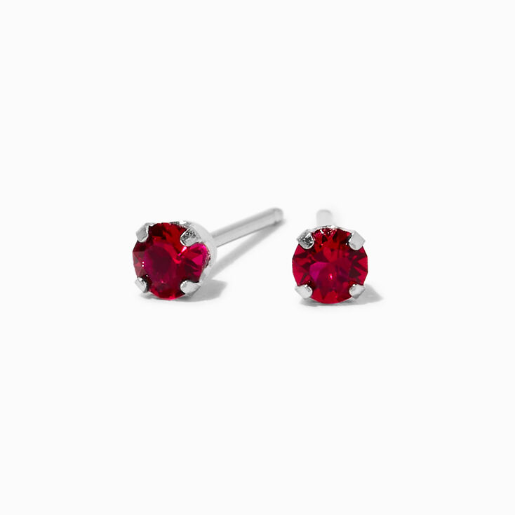 14kt White Gold 3mm January Crystal Garnet Studs Ear Piercing Kit with Ear Care Solution,