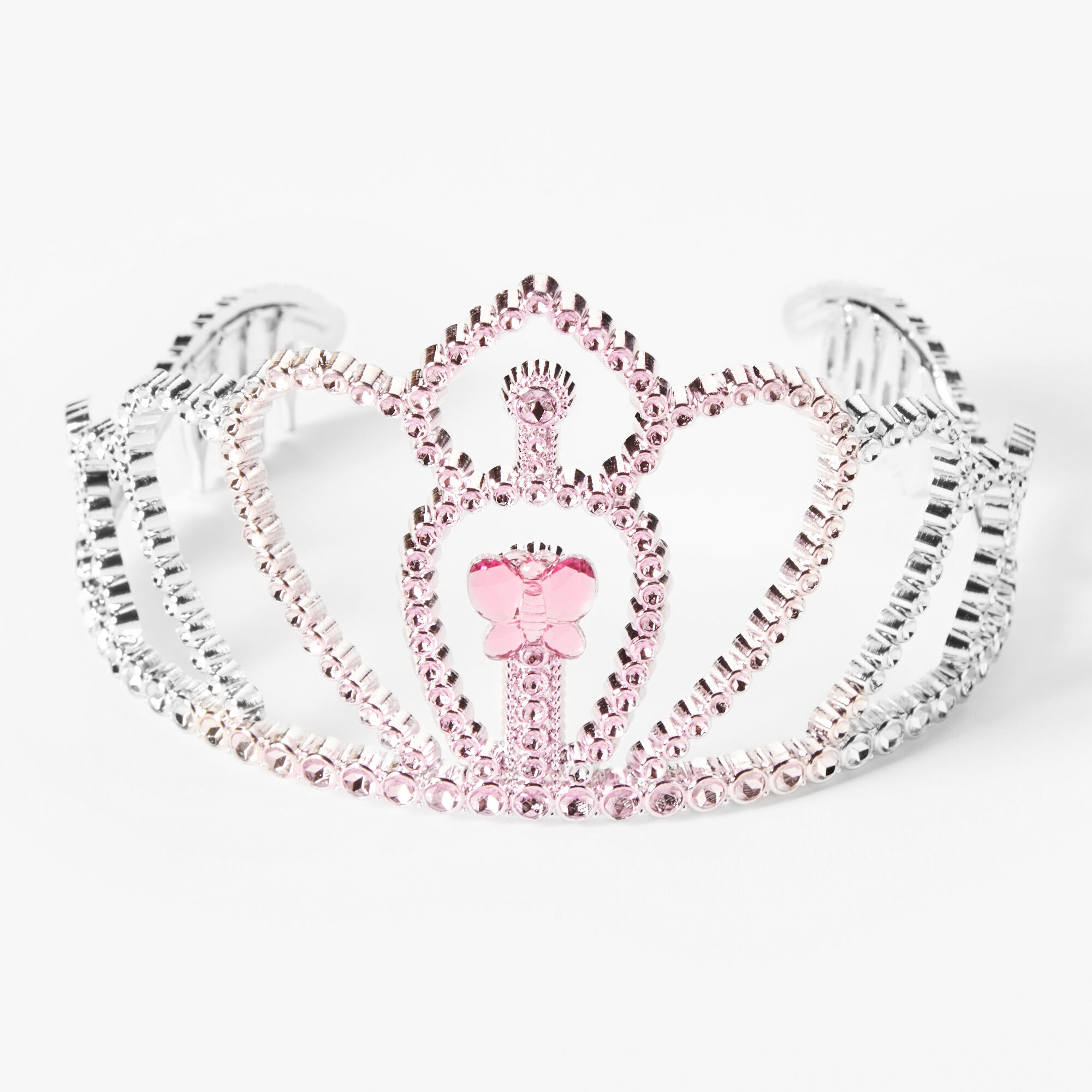 Claire's Club Ombre Butterfly Faux Gem Crown - Pink,
