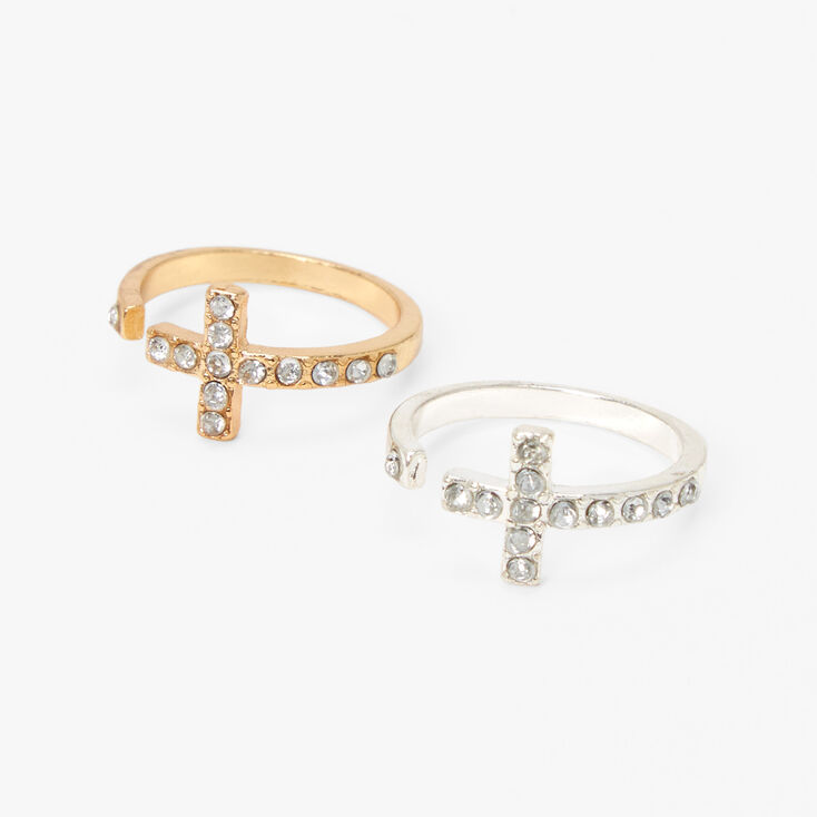 Mixed Metal Best Friends Cross Rings - 2 Pack,