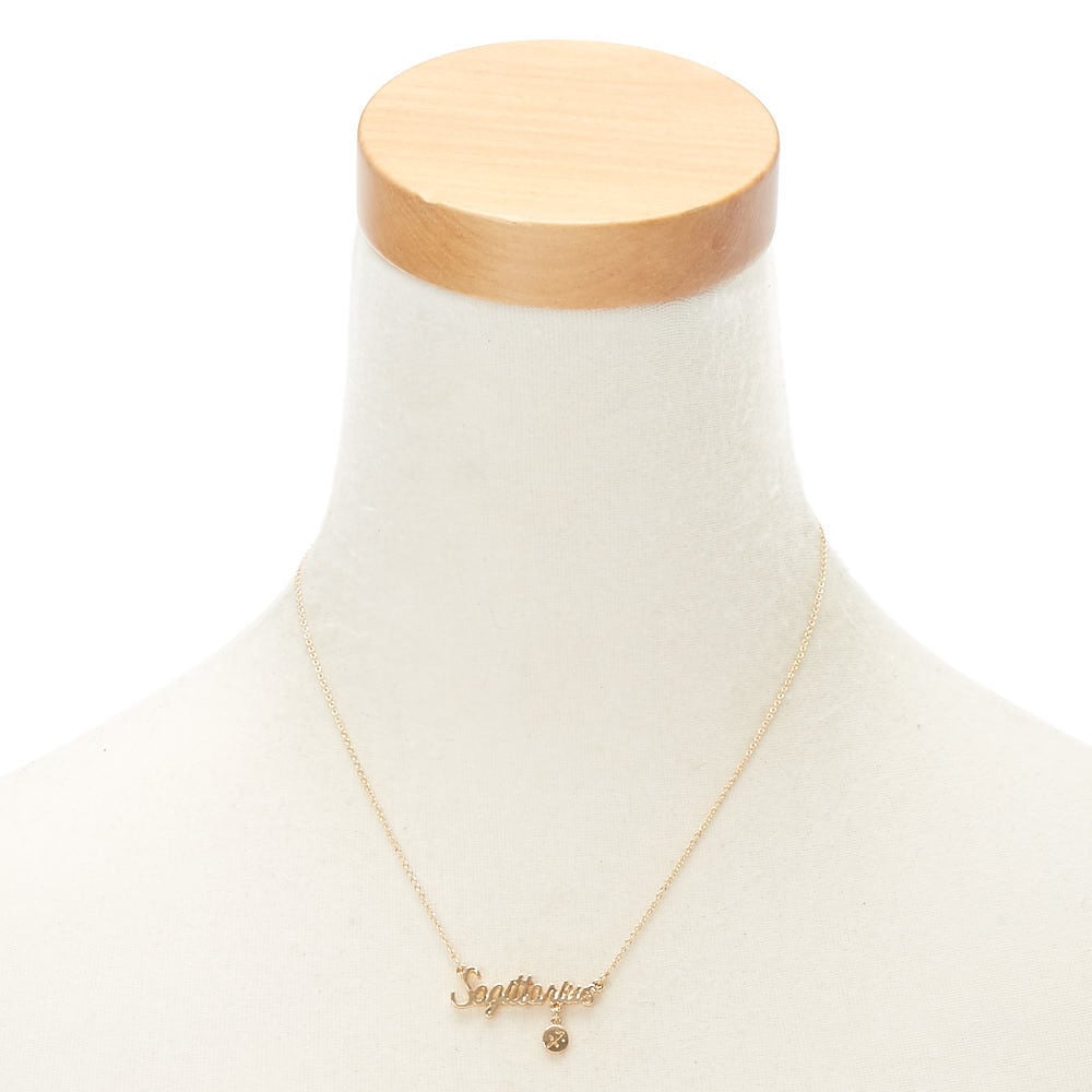Gold Zodiac Pendant Necklace - Sagittarius,