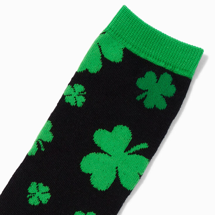 St. Patrick&#39;s Day Shamrock Black Crew Socks,