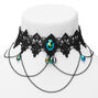 Lace Anodized Crystal Choker Necklace - Black,