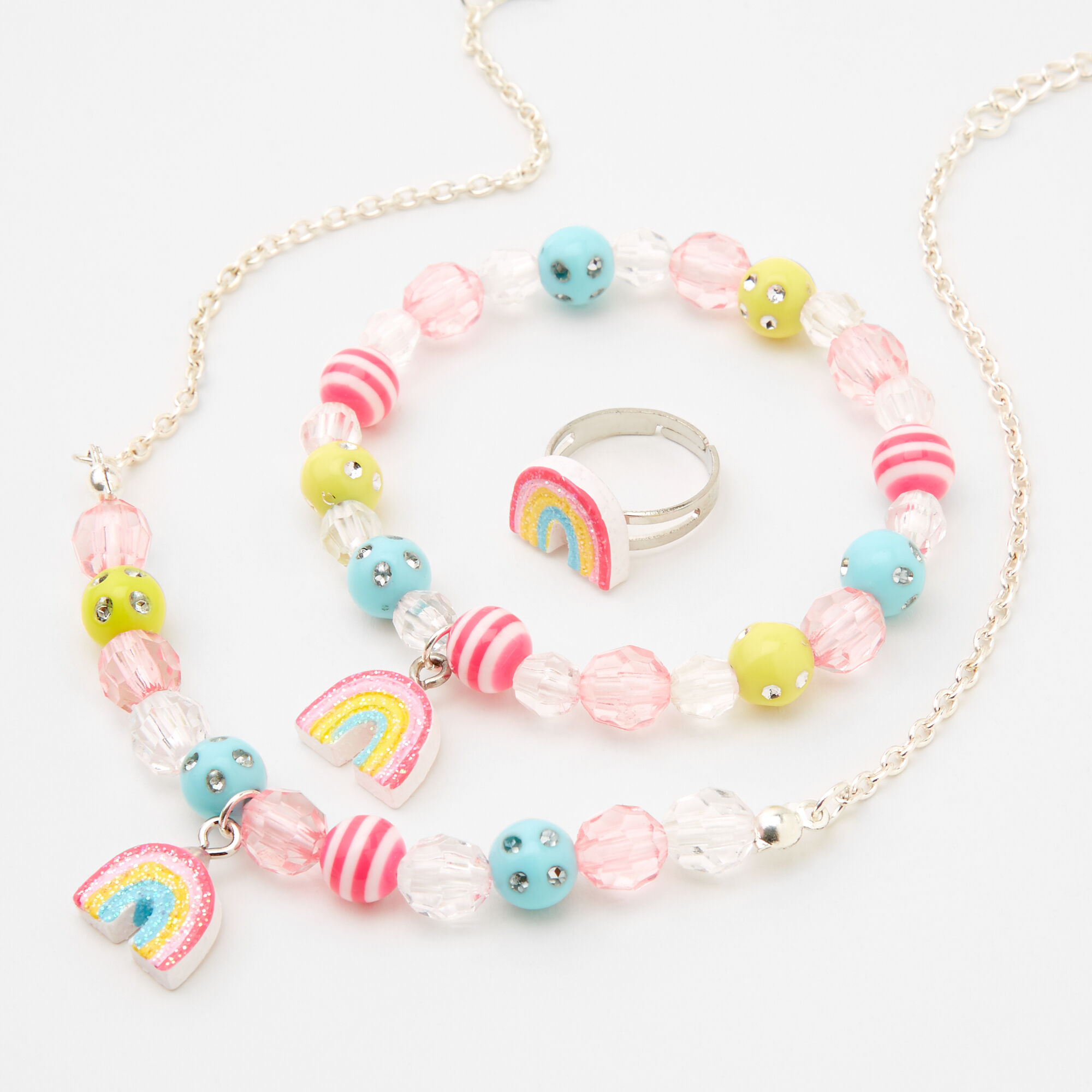 Claire S Club Glitter Rainbow Jewelry Set 3 Pack Claire S