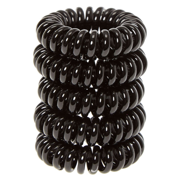 Mini Spiral Hair Bobbles - Black, 5 Pack,