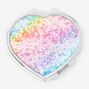 Miroir compact c&oelig;ur tie-dye arc-en-ciel,