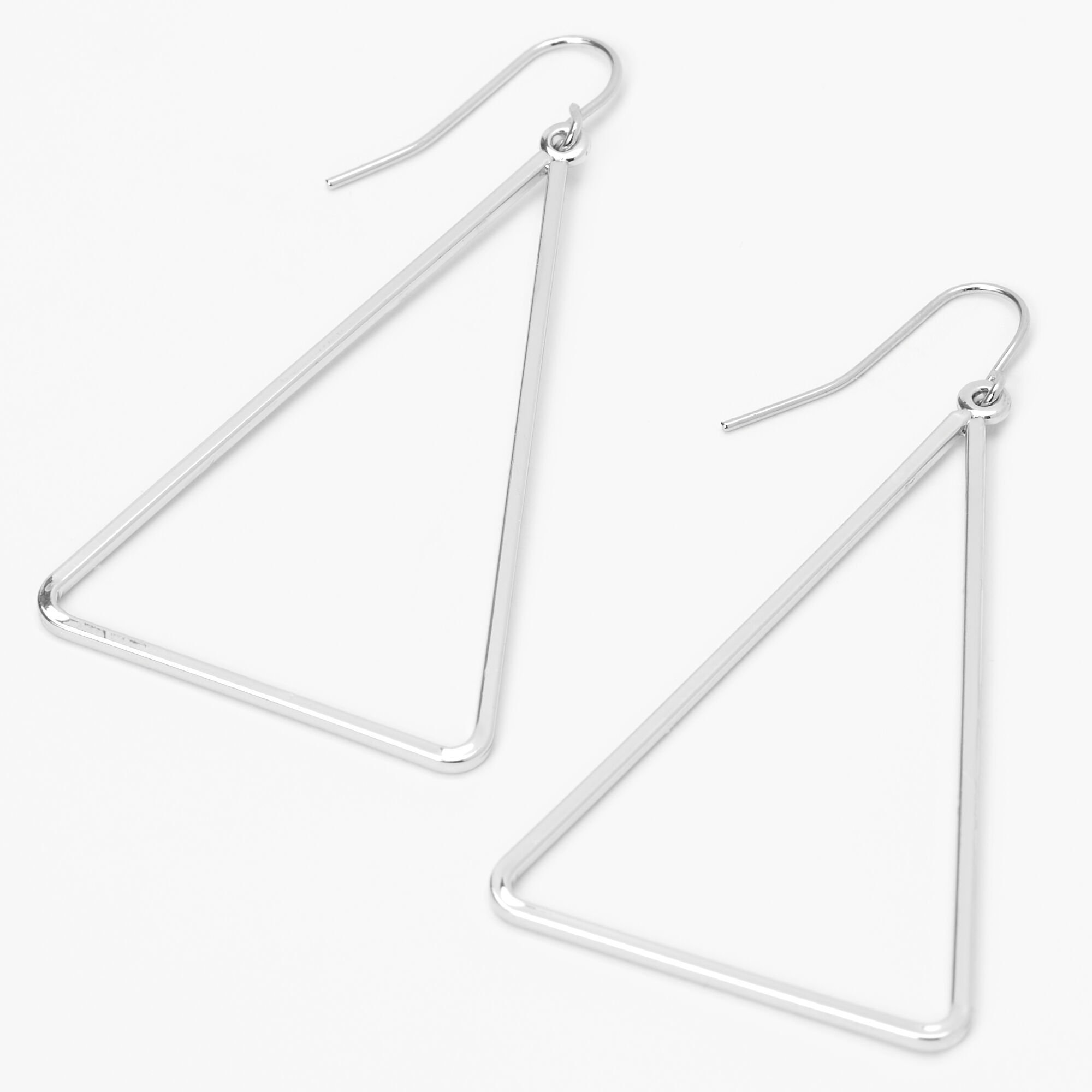 Silver triangle dangle earrings hot sale