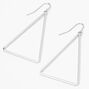 Silver Triangle Outline Drop Earrings,