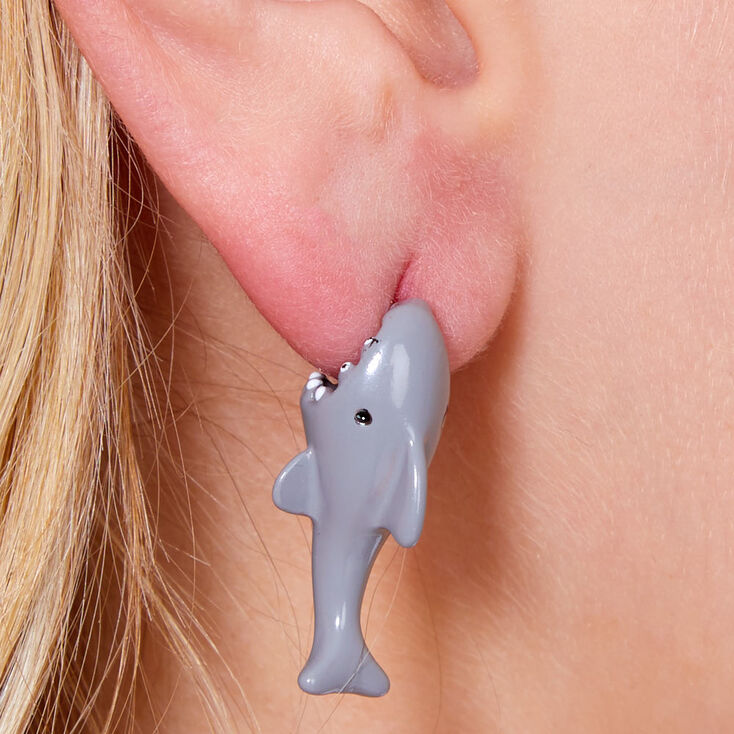Shark Front and Back Stud Earrings,