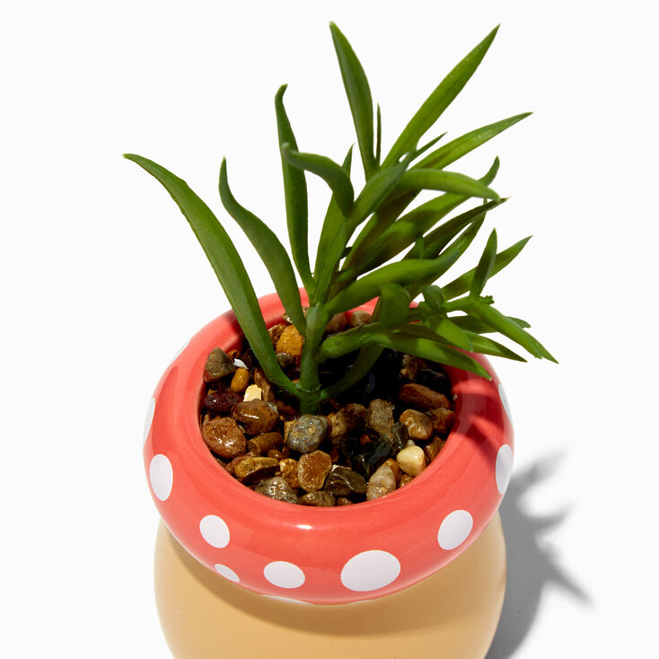 Mushroom Planter With Faux Succulent,